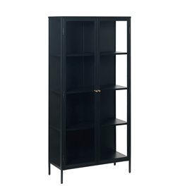 Vitrina Ukarmel, juoda sp., plienas/grūdintas stiklas, H190x90x40cm