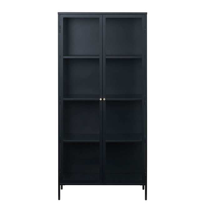 Display cabinet Ukarmel, black, steel/tempered glass, H190x90x40cm
