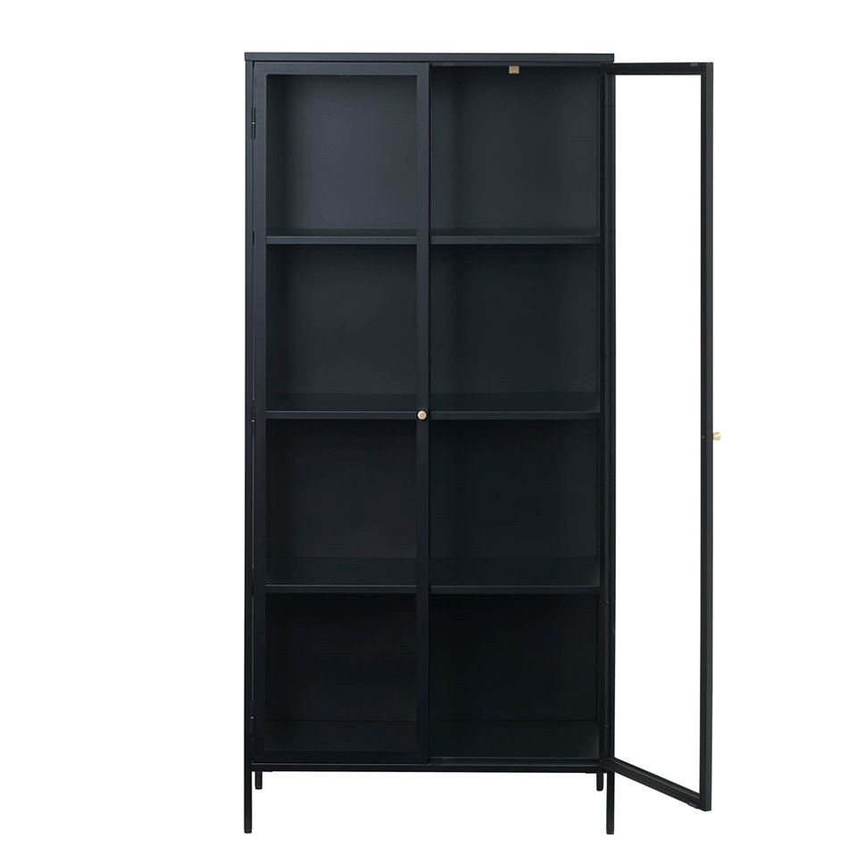 Display cabinet Ukarmel, black, steel/tempered glass, H190x90x40cm