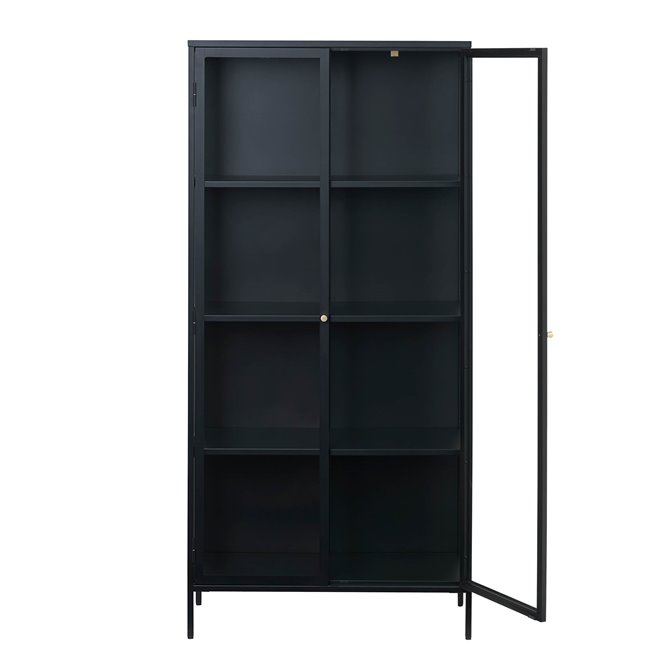 Display cabinet Ukarmel, black, steel/tempered glass, H190x90x40cm