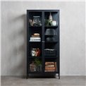 Display cabinet Ukarmel, black, steel/tempered glass, H190x90x40cm