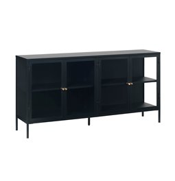 Sideboard Ukarmel, black, steel/tempered glass, H85x170x40cm