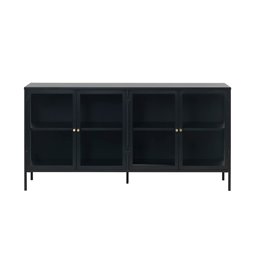 Sideboard Ukarmel, black, steel/tempered glass, H85x170x40cm