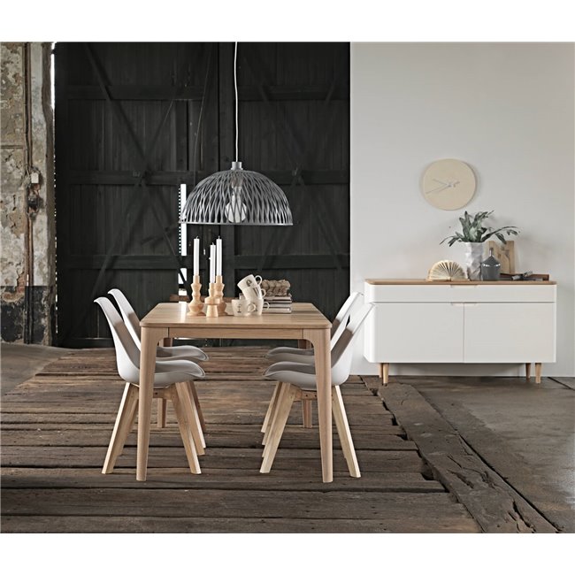 Буфет Unalfi, белый/натурального цвета, шпон дуба/MDF, H76х140х44см