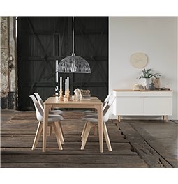 Буфет Unalfi, белый/натурального цвета, шпон дуба/MDF, H76х140х44см