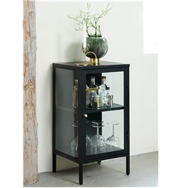 Sideboard Ukarmel, black, steel/tempered glass, H85x45x40cm