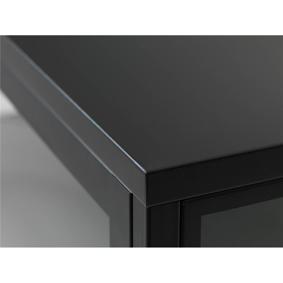 Display cabinet Ukarmel, black, steel/tempered glass, H160x58x40cm