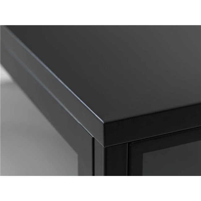 Display cabinet Ukarmel, black, steel/tempered glass, H160x58x40cm