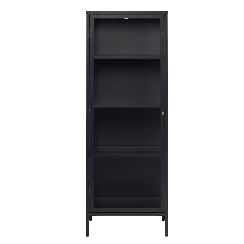 Display cabinet Ukarmel, black, steel/tempered glass, H160x58x40cm