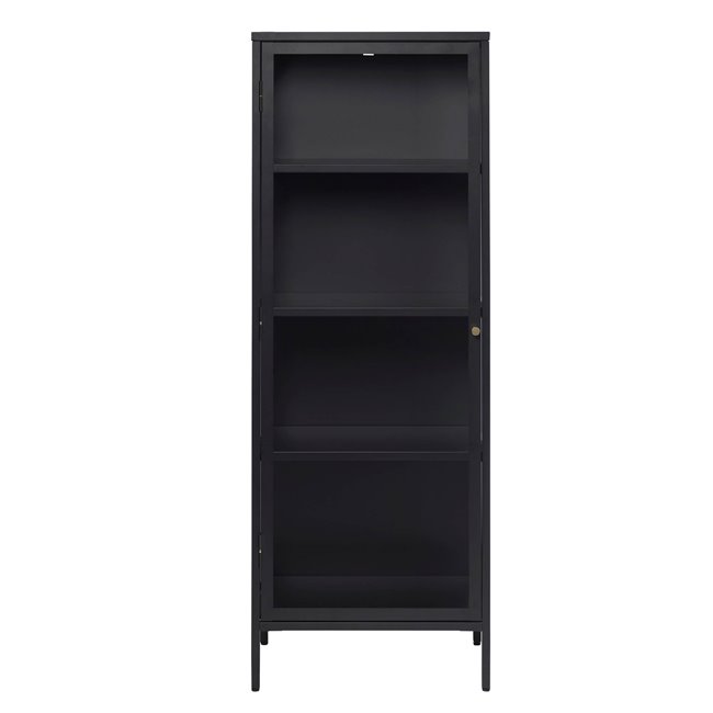 Display cabinet Ukarmel, black, steel/tempered glass, H160x58x40cm