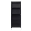 Display cabinet Ukarmel, black, steel/tempered glass, H160x58x40cm