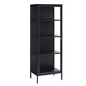 Display cabinet Ukarmel, black, steel/tempered glass, H160x58x40cm