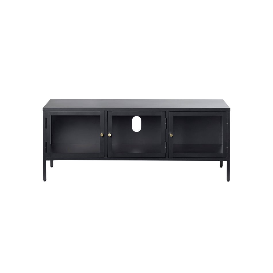 TV table Ukarmel, black, steel/tempered glass, H52x132x40cm