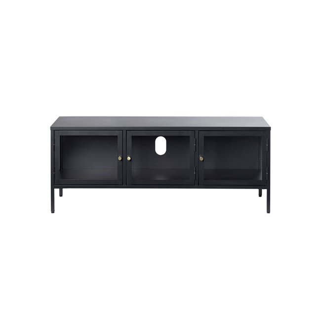 TV table Ukarmel, black, steel/tempered glass, H52x132x40cm