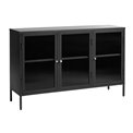 Cabinet Unbronk, black, metal/steel/glass, H85x132x40cm
