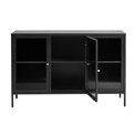 Cabinet Unbronk, black, metal/steel/glass, H85x132x40cm