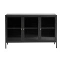 Cabinet Unbronk, black, metal/steel/glass, H85x132x40cm