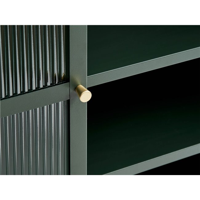 Display cabinet Unbronk, dark green, metal/steel/glass, H140x111x40cm