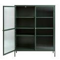 Display cabinet Unbronk, dark green, metal/steel/glass, H140x111x40cm