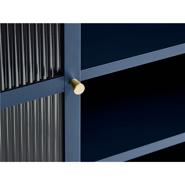 Display cabinet Unbronk, dark blue, metal/steel/glass, H140x111x40cm