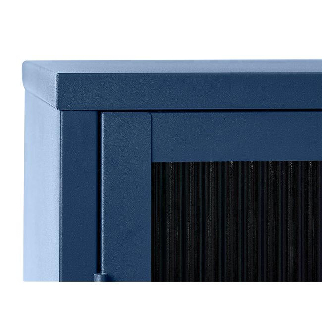 Display cabinet Unbronk, dark blue, metal/steel/glass, H140x111x40cm