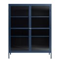 Display cabinet Unbronk, dark blue, metal/steel/glass, H140x111x40cm