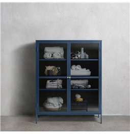 Vitrina Unbronk, tamsiai mėlyna, metalas/plienas/stiklas, H140x111x40cm