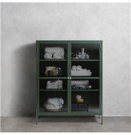 Vitrina Unbronk, tamsiai žalia, metalas/plienas/stiklas, H140x111x40cm