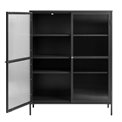Display cabinet Unbronk, black, metal/steel/glass, H140x111x40cm