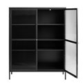 Display cabinet Unbronk, black, metal/steel/glass, H140x111x40cm