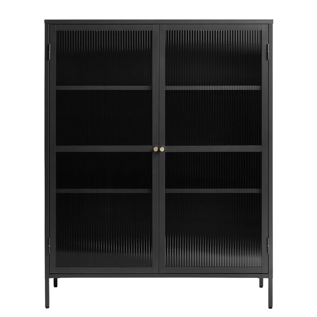Display cabinet Unbronk, black, metal/steel/glass, H140x111x40cm
