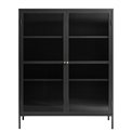 Display cabinet Unbronk, black, metal/steel/glass, H140x111x40cm
