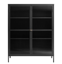 Vitrina Unbronk, juoda sp., metalas/plienas/stiklas, H140x111x40cm