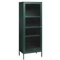 Display cabinet Unbronk, dark green, metal/steel/glass, H160x58x40cm