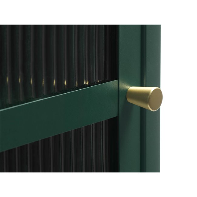 Display cabinet Unbronk, dark green, metal/steel/glass, H160x58x40cm
