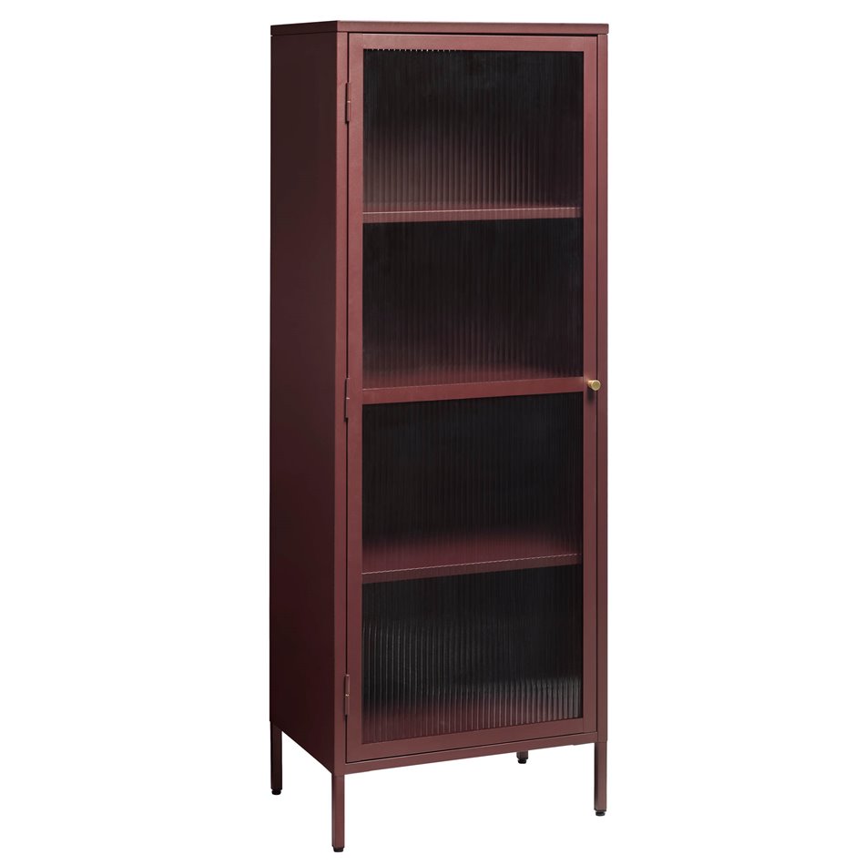 Display cabinet Unbronk, smoked oak color, metal/steel/glass, H160x58x40cm