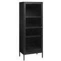 Display cabinet Unbronk, black, metal/steel/glass, H160x58x40cm