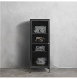 Vitrina Unbronk, juoda sp., metalas/plienas/stiklas, H160x58x40cm