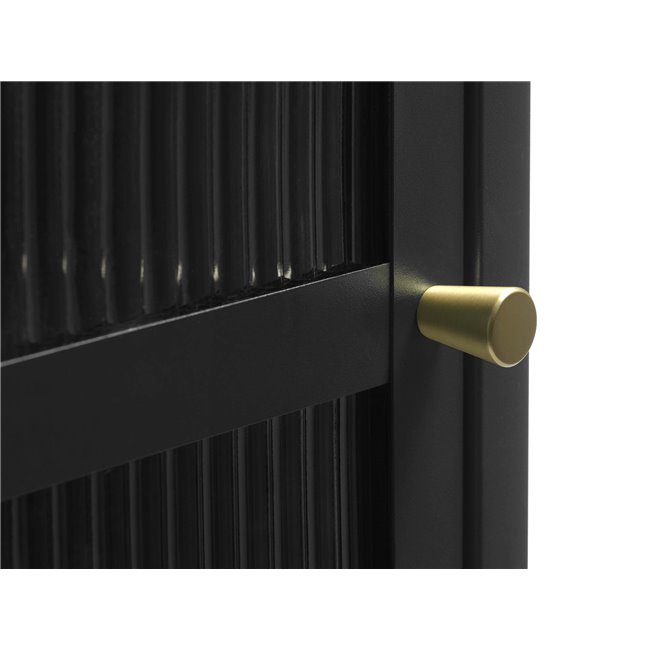 Display cabinet Unbronk, black, metal/steel/glass, H160x58x40cm