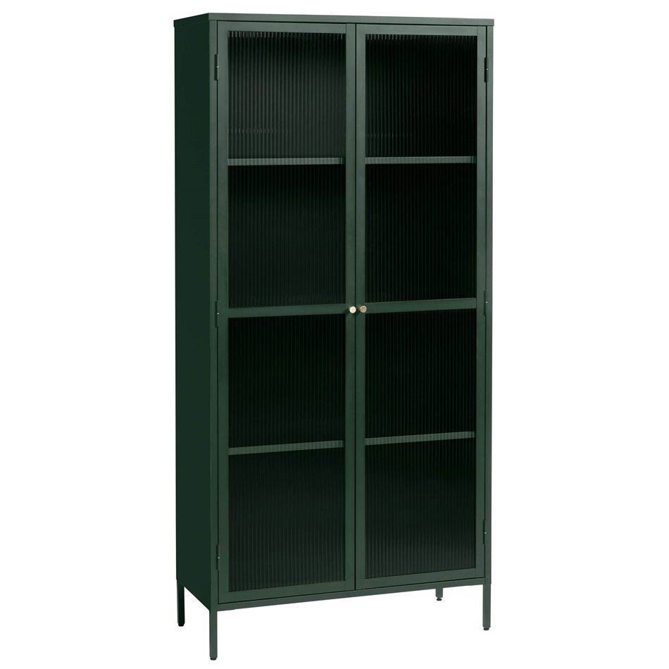 Display cabinet Unbronk, dark green, metal/steel/glass, H190x90x40cm