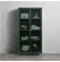 Vitrina Unbronk, tamsiai žalia, metalas/plienas/stiklas, H190x90x40cm
