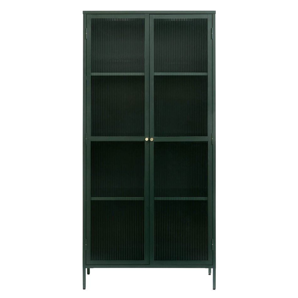 Display cabinet Unbronk, dark green, metal/steel/glass, H190x90x40cm