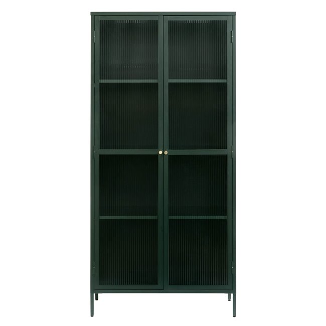 Display cabinet Unbronk, dark green, metal/steel/glass, H190x90x40cm