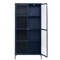 Display cabinet Unbronk, dark blue, metal/steel/glass, H190x90x40cm