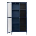 Display cabinet Unbronk, dark blue, metal/steel/glass, H190x90x40cm