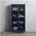 Display cabinet Unbronk, dark blue, metal/steel/glass, H190x90x40cm