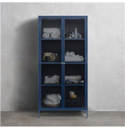 Vitrina Unbronk, tamsiai mėlyna, metalas/plienas/stiklas, H190x90x40cm