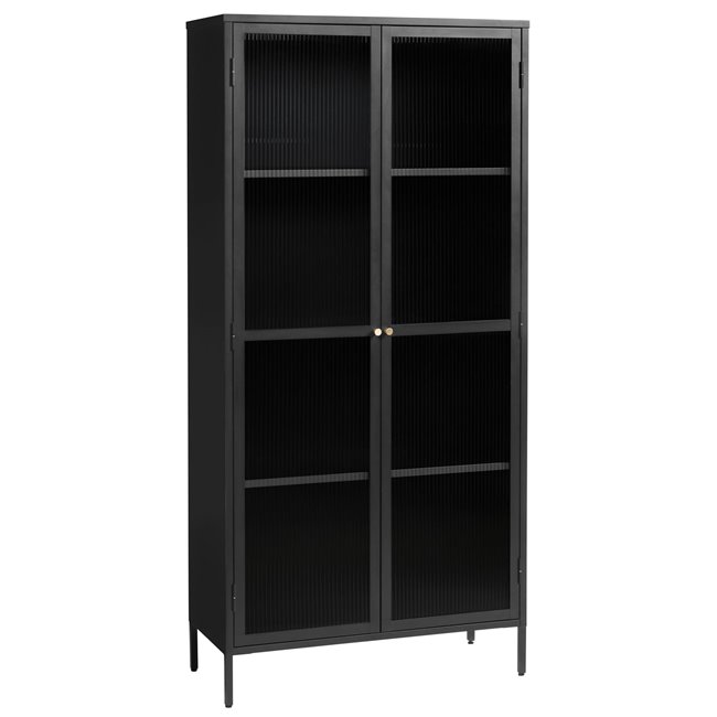 Display cabinet Unbronk, black, metal/steel/glass, H190x90x40cm