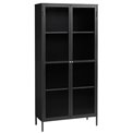 Display cabinet Unbronk, black, metal/steel/glass, H190x90x40cm