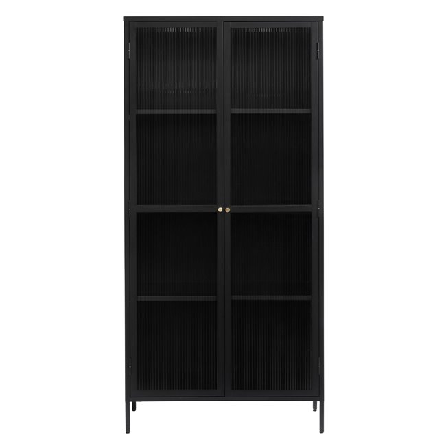 Display cabinet Unbronk, black, metal/steel/glass, H190x90x40cm